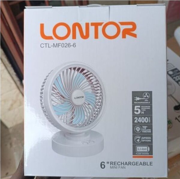 Lontor 6″ Rechargeable And Rotating Mini Fan