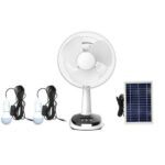 Lontor 12" Inches Rechargeable Table Fan With Solar Panel