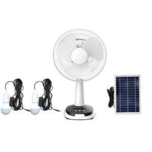 Lontor 12" Inches Rechargeable Table Fan With Solar Panel