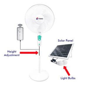 TINMO 18″ Rechargeable Fan - 12M Warranty w/ Solar & 2 Bulbs